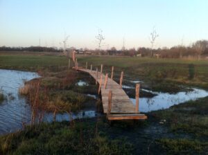 brug over de delta van de uitloop van de visopvang
